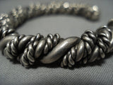 Amazing Vintage Native American Jewelry Navajo Thick Spiral Sterling Silver Bracelet Old-Nativo Arts