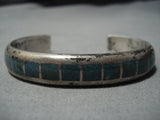 Amazing Vintage Native American Jewelry Navajo Turquoise Channel Sterling Silver Bracelet Cuff Old-Nativo Arts