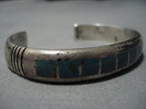 Amazing Vintage Native American Jewelry Navajo Turquoise Channel Sterling Silver Bracelet Cuff Old-Nativo Arts