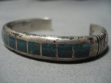Amazing Vintage Native American Jewelry Navajo Turquoise Channel Sterling Silver Bracelet Cuff Old-Nativo Arts