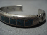 Amazing Vintage Native American Jewelry Navajo Turquoise Channel Sterling Silver Bracelet Cuff Old-Nativo Arts