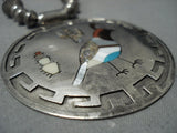 Amazing Vintage Native American Jewelry Navajo Turquoise Inlaid Stacey Garcia Sterling Silver Necklace-Nativo Arts