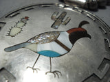 Amazing Vintage Native American Jewelry Navajo Turquoise Inlaid Stacey Garcia Sterling Silver Necklace-Nativo Arts