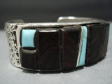 Amazing Vintage Native American Jewelry Navajo Turquoise Ironwood Trapezoid Sterling Silver Bracelet-Nativo Arts