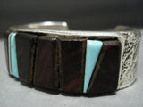 Amazing Vintage Native American Jewelry Navajo Turquoise Ironwood Trapezoid Sterling Silver Bracelet-Nativo Arts