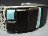 Amazing Vintage Native American Jewelry Navajo Turquoise Ironwood Trapezoid Sterling Silver Bracelet-Nativo Arts