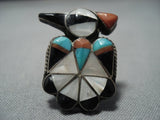Amazing Vintage Native American Jewelry Zuni Thunderbird Sterling Silver Turquoise Ring-Nativo Arts