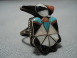 Amazing Vintage Native American Jewelry Zuni Thunderbird Sterling Silver Turquoise Ring-Nativo Arts