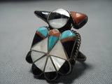 Amazing Vintage Native American Jewelry Zuni Thunderbird Sterling Silver Turquoise Ring-Nativo Arts