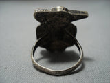 Amazing Vintage Native American Jewelry Zuni Thunderbird Sterling Silver Turquoise Ring-Nativo Arts
