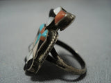 Amazing Vintage Native American Jewelry Zuni Thunderbird Sterling Silver Turquoise Ring-Nativo Arts