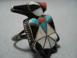 Amazing Vintage Native American Jewelry Zuni Thunderbird Sterling Silver Turquoise Ring-Nativo Arts