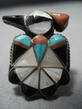 Amazing Vintage Native American Jewelry Zuni Thunderbird Sterling Silver Turquoise Ring-Nativo Arts