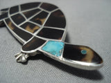 Amazing Vintage Native American Jewelry Zuni Turquoise Inlay Heishi Sterling Silver Turtle Pin Old-Nativo Arts