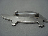 Amazing Vintage Native American Jewelry Zuni Turquoise Inlay Heishi Sterling Silver Turtle Pin Old-Nativo Arts