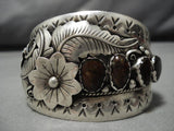 Amazing Vintage Native American Navajo Amber Sterling Silver Julia Etsitty Bracelet Old-Nativo Arts
