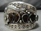 Amazing Vintage Native American Navajo Amber Sterling Silver Julia Etsitty Bracelet Old-Nativo Arts