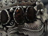 Amazing Vintage Native American Navajo Amber Sterling Silver Julia Etsitty Bracelet Old-Nativo Arts
