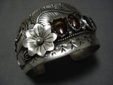 Amazing Vintage Native American Navajo Amber Sterling Silver Julia Etsitty Bracelet Old-Nativo Arts