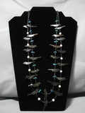 Amazing Vintage Native American Navajo Bird Fetish Turquoise Sterling Silver Necklace Old-Nativo Arts