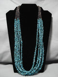 Amazing Vintage Native American Navajo Carico Lake Turquoise Sterling Silver Necklace Old-Nativo Arts