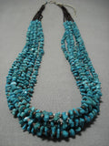 Amazing Vintage Native American Navajo Carico Lake Turquoise Sterling Silver Necklace Old-Nativo Arts