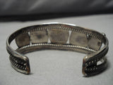 Amazing Vintage Native American Navajo Deep Blue Turquoise Sterling Silver Bracelet Old-Nativo Arts
