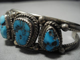 Amazing Vintage Native American Navajo Deep Blue Turquoise Sterling Silver Bracelet Old-Nativo Arts