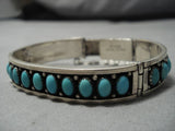 Amazing Vintage Native American Navajo Easter Blue Turquoise Sterling Silver Bracelet Old-Nativo Arts
