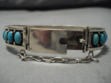Amazing Vintage Native American Navajo Easter Blue Turquoise Sterling Silver Bracelet Old-Nativo Arts