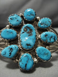 Amazing Vintage Native American Navajo Hby Turquoise Sterling Silver Bracelet Old-Nativo Arts