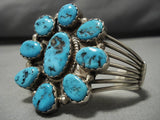 Amazing Vintage Native American Navajo Hby Turquoise Sterling Silver Bracelet Old-Nativo Arts