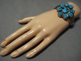 Amazing Vintage Native American Navajo Hby Turquoise Sterling Silver Bracelet Old-Nativo Arts