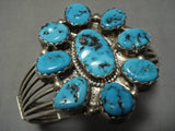 Amazing Vintage Native American Navajo Hby Turquoise Sterling Silver Bracelet Old-Nativo Arts