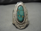 Amazing Vintage Native American Navajo Royston Turquoise Domed Sterling Silver Ring Old-Nativo Arts
