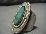 Amazing Vintage Native American Navajo Royston Turquoise Domed Sterling Silver Ring Old-Nativo Arts