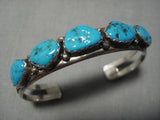 Amazing Vintage Native American Navajo Silver Floral Turquoise Sterling Silver Bracelet Old-Nativo Arts