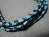 Amazing Vintage Native American Navajo Sky Blue Turquoise Sterling Silver American Necklace-Nativo Arts