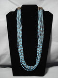 Amazing Vintage Native American Navajo Sky Blue Turquoise Sterling Silver American Necklace-Nativo Arts