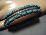 Amazing Vintage Native American Navajo Squared Turquoise Sterling Silver Native Bracelet Old-Nativo Arts