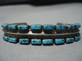 Amazing Vintage Native American Navajo Squared Turquoise Sterling Silver Native Bracelet Old-Nativo Arts