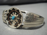 Amazing Vintage Native American Navajo Sterling Silver Basket Turquoise Bracelet Old-Nativo Arts