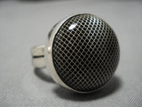 Amazing Vintage Native American Navajo Sterling Silver Domed Mircrophone Ring Old-Nativo Arts