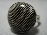 Amazing Vintage Native American Navajo Sterling Silver Domed Mircrophone Ring Old-Nativo Arts