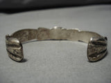 Amazing Vintage Native American Navajo Thick Sterling Silver Blue Gem Turquoise Bracelet Old-Nativo Arts