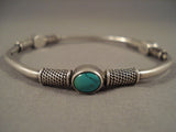 Amazing Vintage Navajo Apachito Native American Jewelry Silver Bangle Turquoise Bracelet Old-Nativo Arts