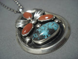 Amazing Vintage Navajo Bisbee Turquoise Sterling Native American Jewelry Silver Necklace Old-Nativo Arts