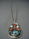 Amazing Vintage Navajo Bisbee Turquoise Sterling Native American Jewelry Silver Necklace Old-Nativo Arts