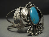 Amazing Vintage Navajo Blue Gem Turquoise Sterling Native American Jewelry Silver Bracelet Old-Nativo Arts