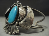 Amazing Vintage Navajo Blue Gem Turquoise Sterling Native American Jewelry Silver Bracelet Old-Nativo Arts